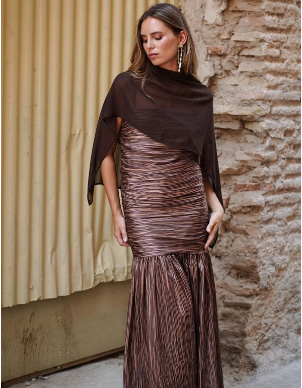 Brown chiffon cape with flowing drape 2