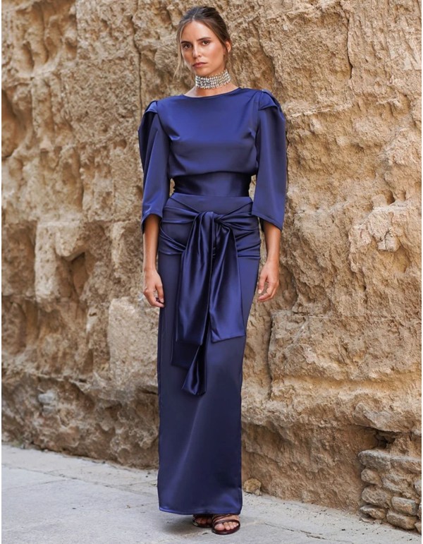 Long satin skirt with double lacing in front