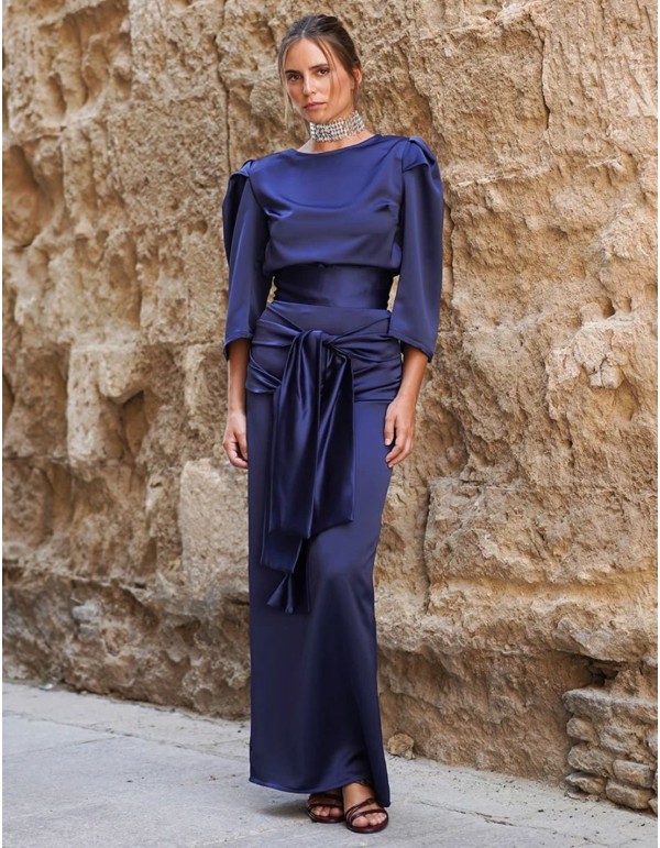 Long satin skirt with double lacing in front 2