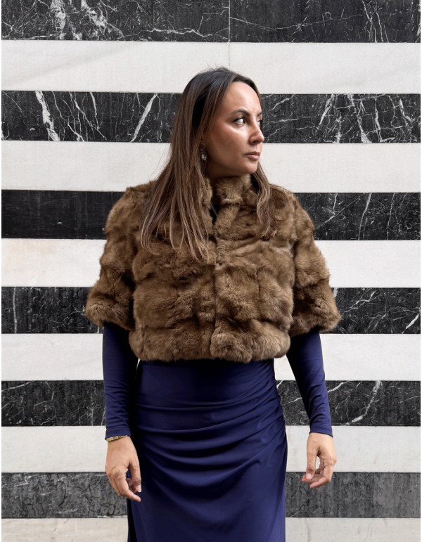 Brown rabbit fur bolero jacket 2