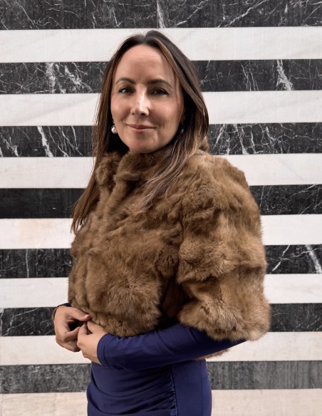 Brown rabbit fur bolero jacket