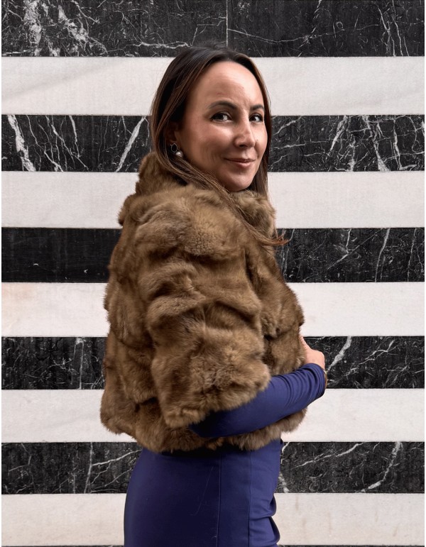 Brown rabbit fur bolero jacket