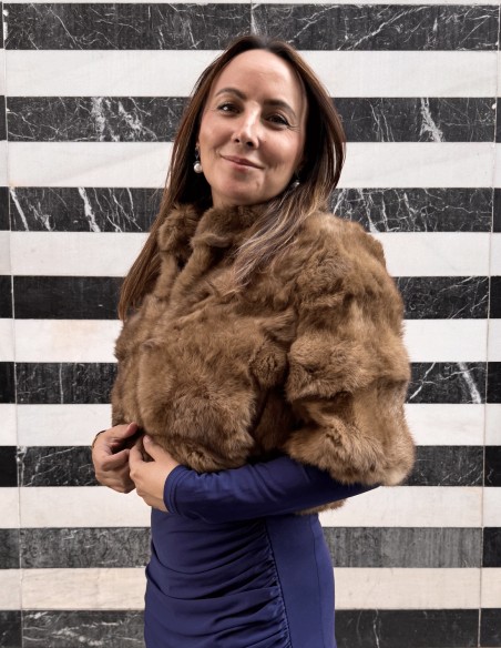 Brown rabbit fur bolero jacket