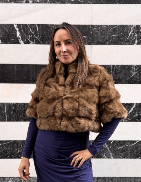 Brown rabbit fur bolero jacket