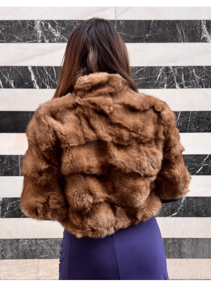 Brown rabbit fur bolero jacket