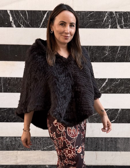 Brown braided rabbit long coat