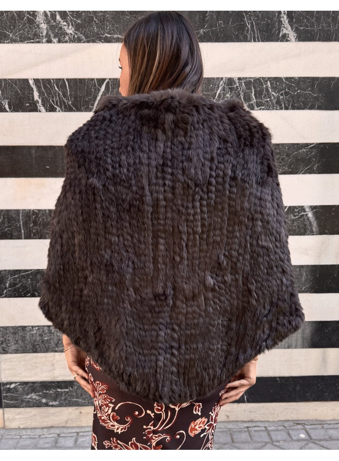 Brown braided rabbit long coat