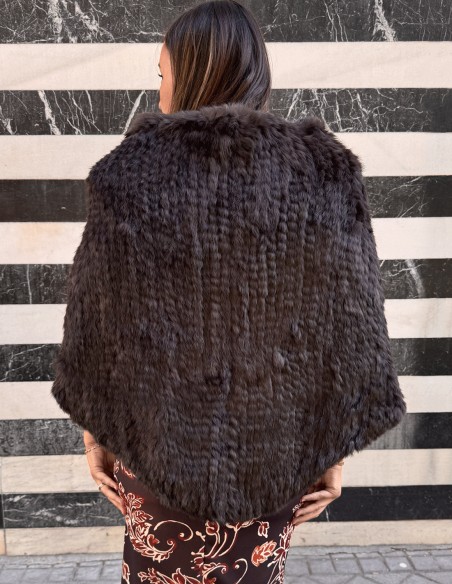 Brown braided rabbit long coat
