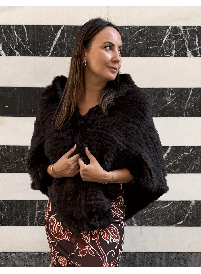 Brown braided rabbit long coat