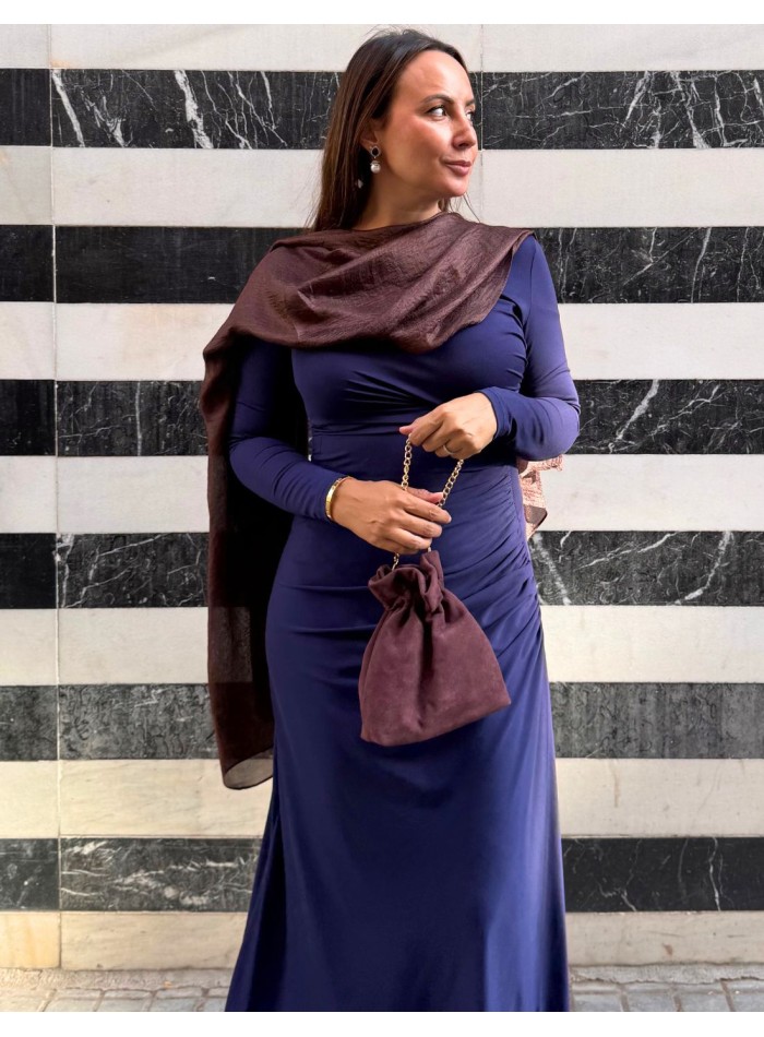 Fular de invitada marrón chocolate