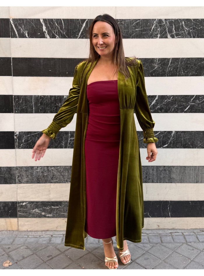Olive color velvet kimono