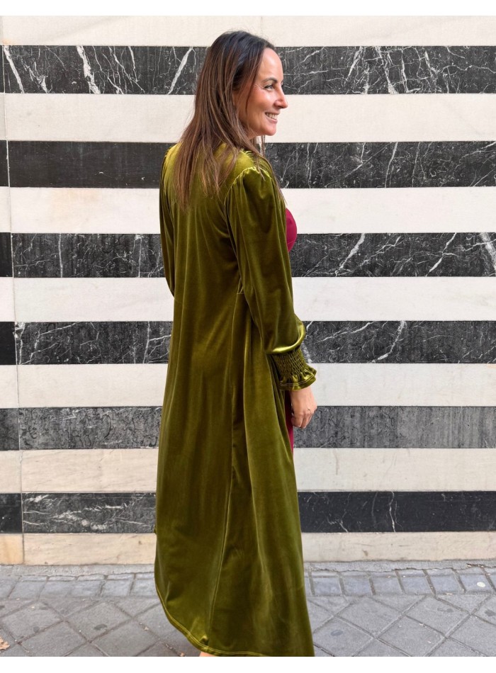 Olive color velvet kimono