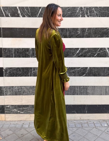 Olive color velvet kimono