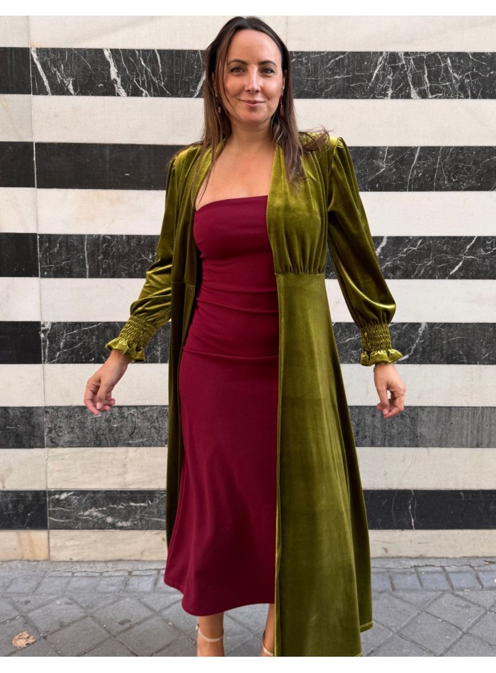Olive color velvet kimono