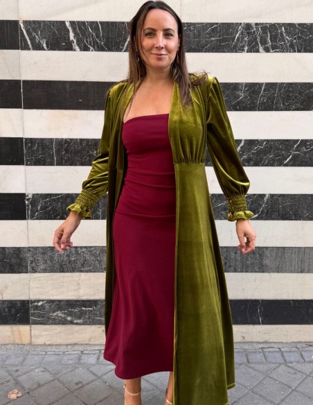 Olive color velvet kimono