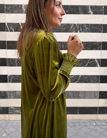 Kimono en velours olive