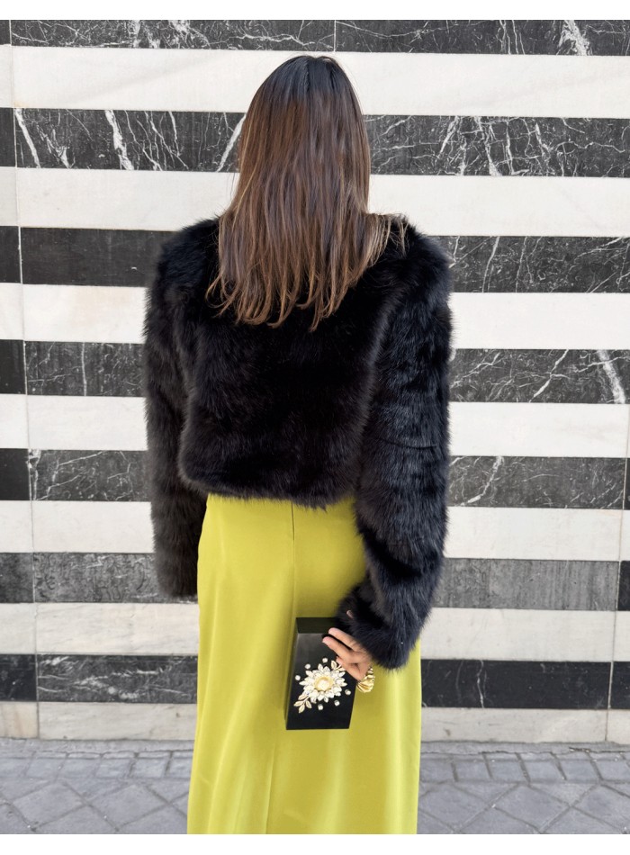 Premium black faux fur bolero jacket