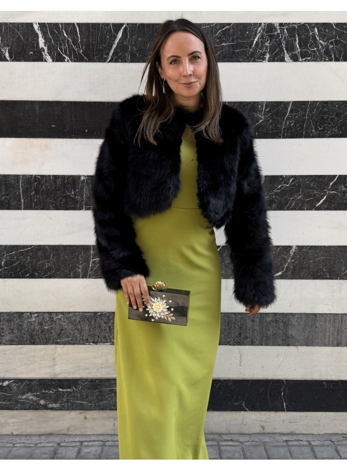 Premium black faux fur bolero jacket