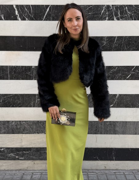 Chaqueta torera de pelo sintético negro