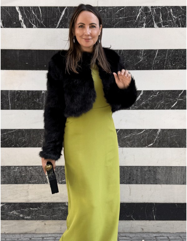 Premium black faux fur bolero jacket