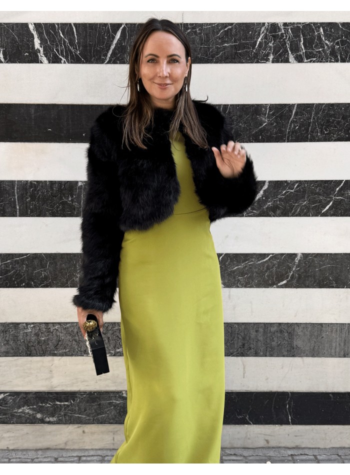 Premium black faux fur bolero jacket