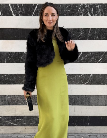 Premium black faux fur bolero jacket