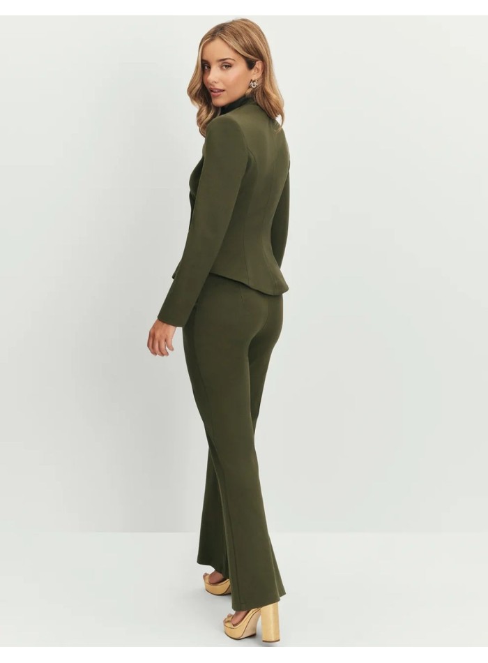 Pantalon vert militaire à taille haute et...