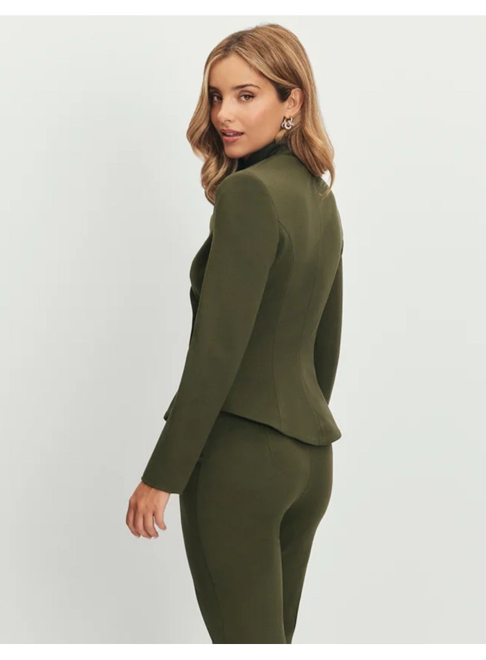 Military green jacket with cut-out neckline and...