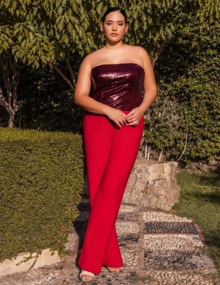 Wine-colored two-piece guest ensemble