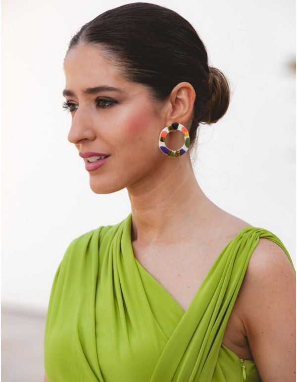 Boucles d'oreilles circulaires multicolores