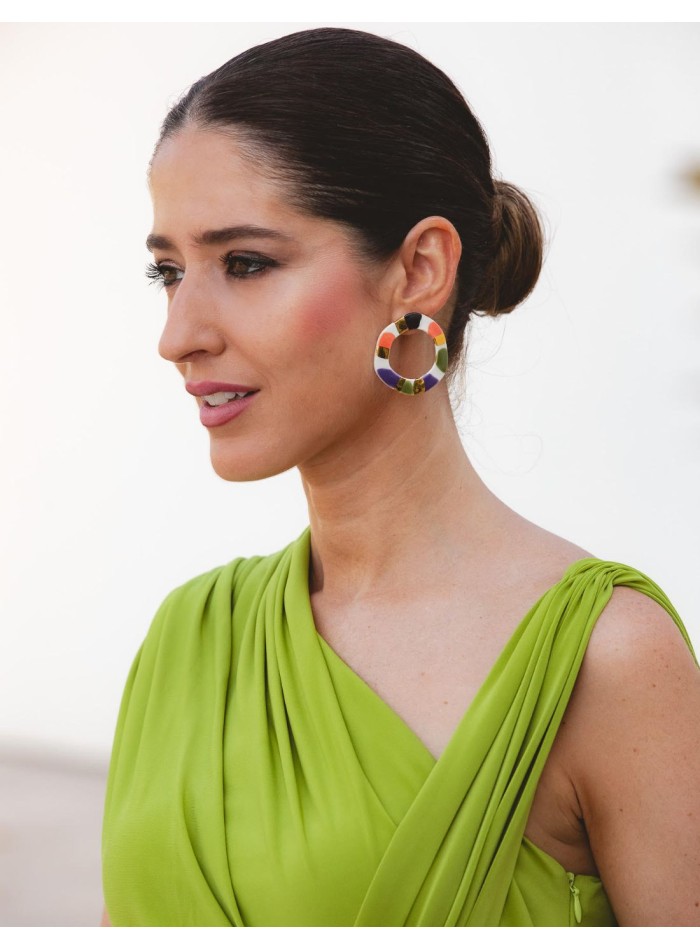 Boucles d'oreilles circulaires multicolores
