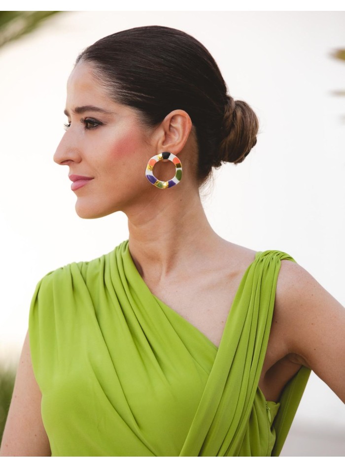 Boucles d'oreilles circulaires multicolores