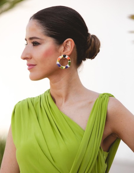 Boucles d'oreilles circulaires multicolores