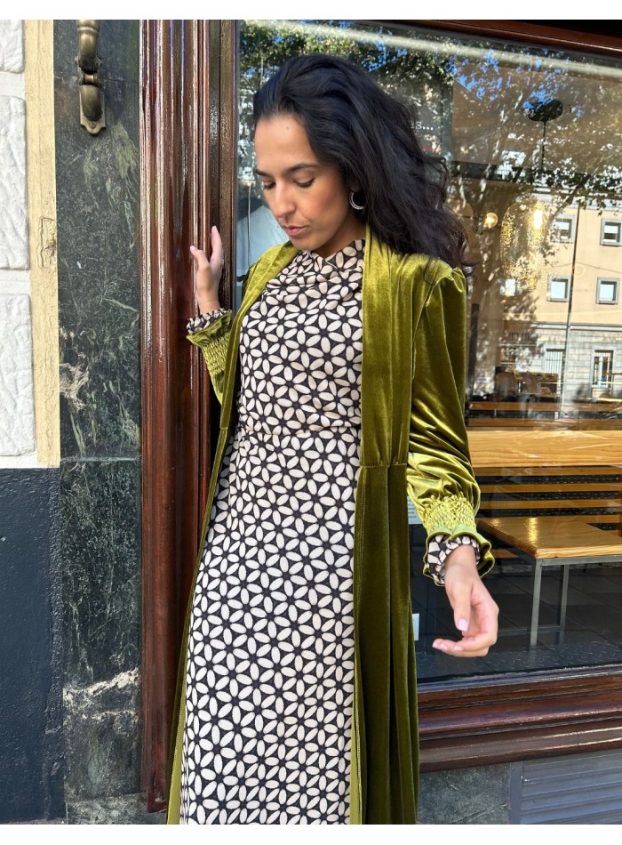 Olive color velvet kimono