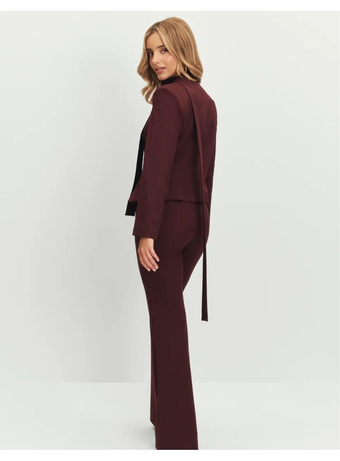 Maroon long high-waisted wide-legged pants