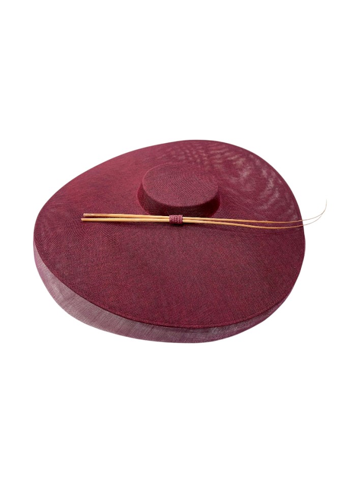 Maroon wedding hat with horsehair detail and...