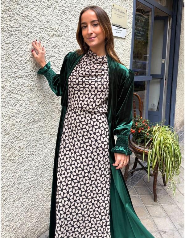 Bottle green velvet guest kimono 2
