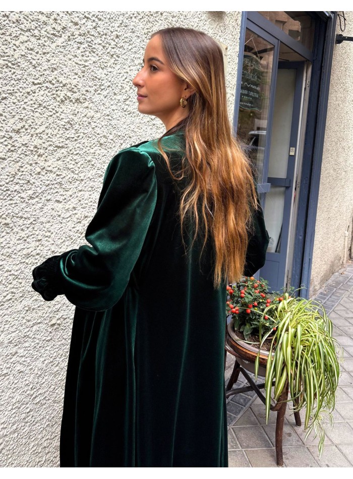 Bottle green velvet guest kimono