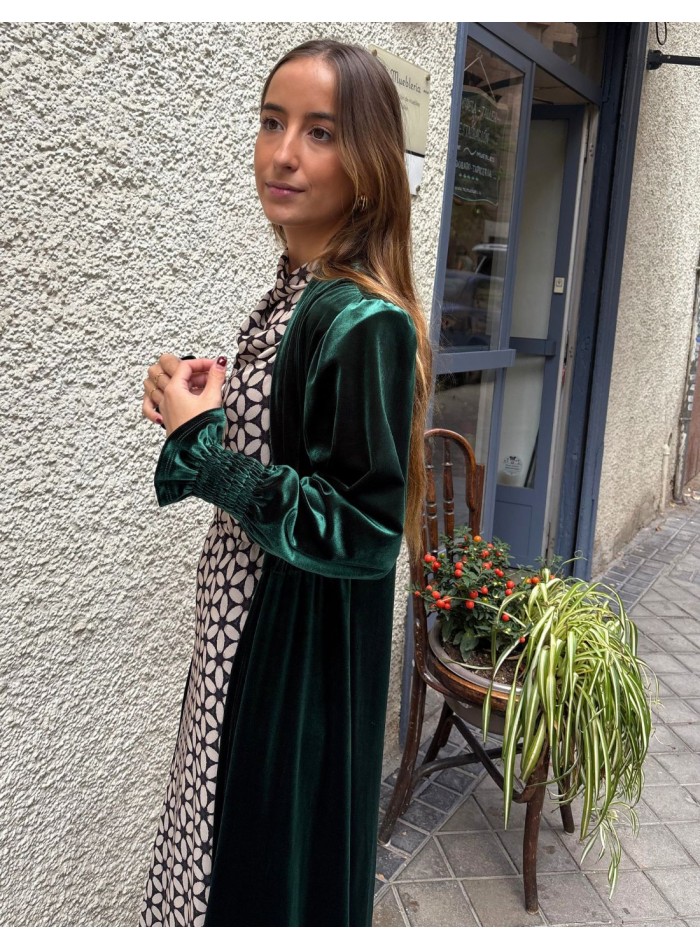 Bottle green velvet guest kimono