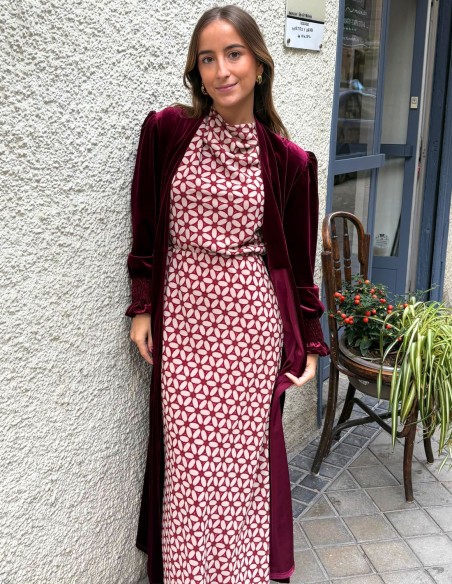 Garnet velvet guest kimono