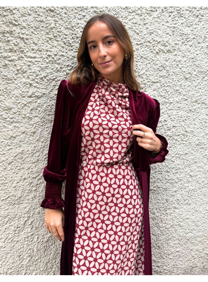 Kimono d'invité en velours grenat