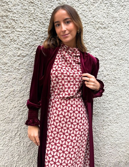 Kimono d'invité en velours grenat