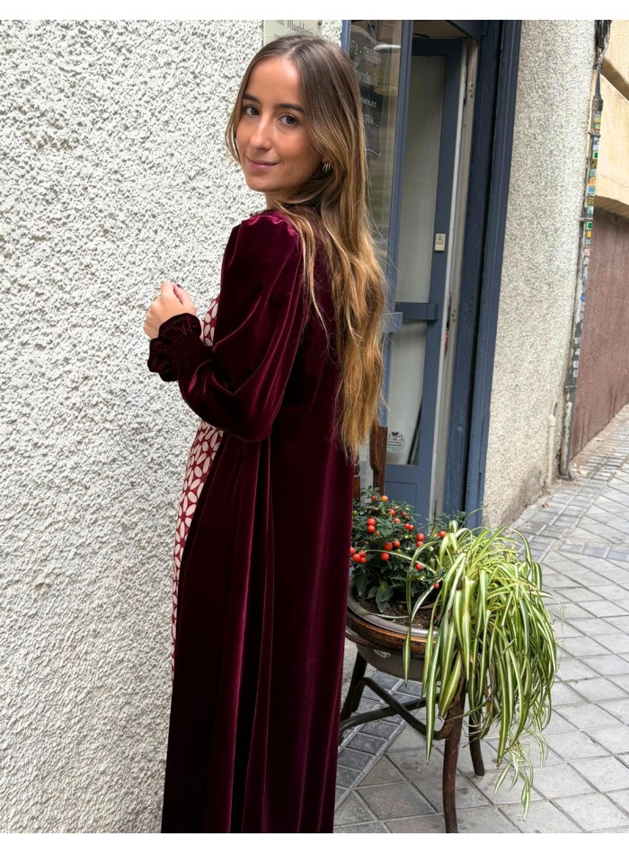 Kimono d'invité en velours grenat