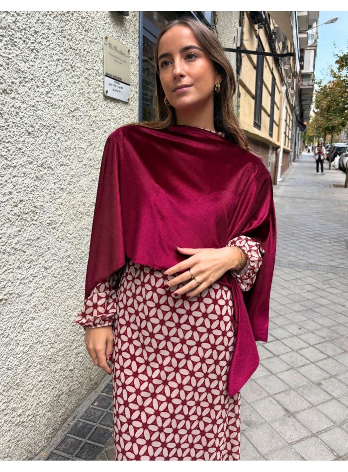 Garnet velvet guest cape