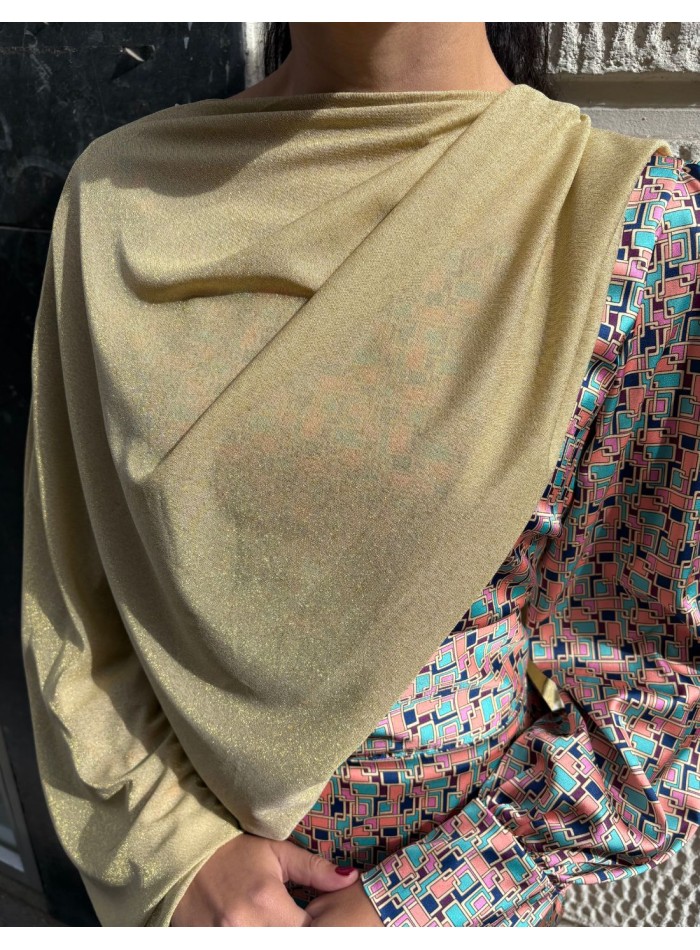 Short gold party cape with glitter