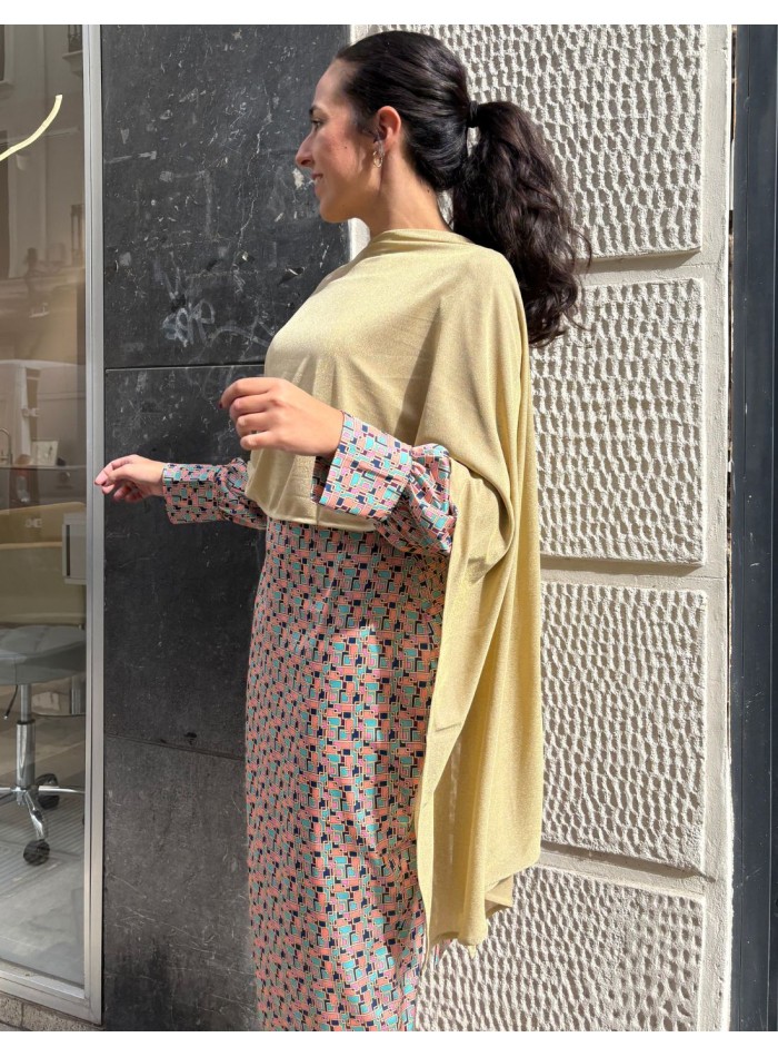 Short gold party cape with glitter