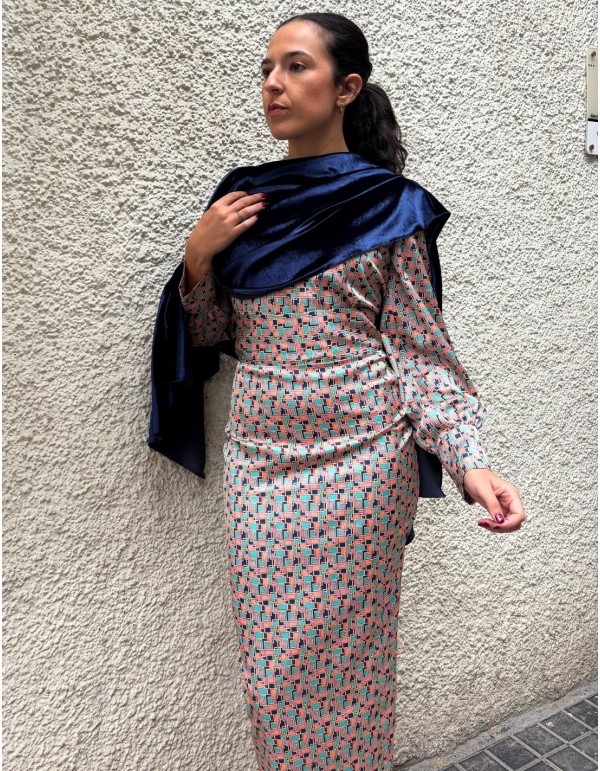 Navy blue velvet guest cape