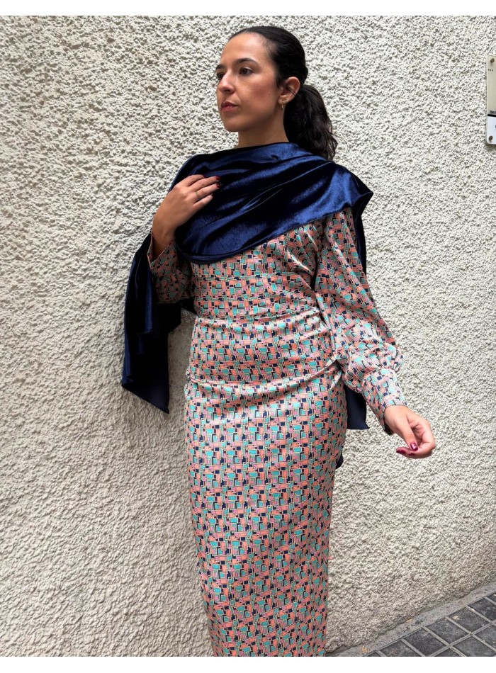 Navy blue velvet guest cape