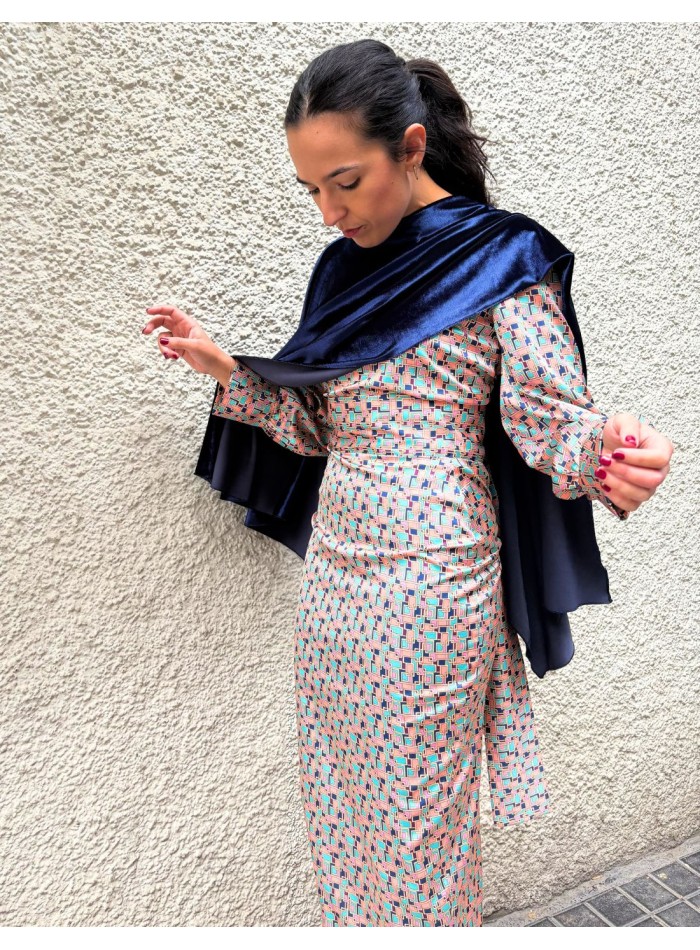 Navy blue velvet guest cape