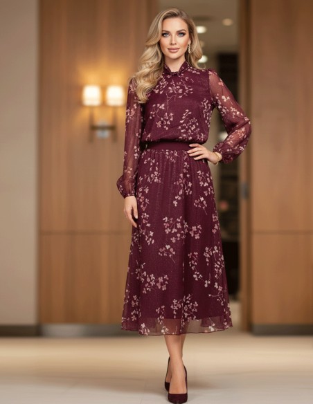 Ensemble deux pièces à imprimé floral marron